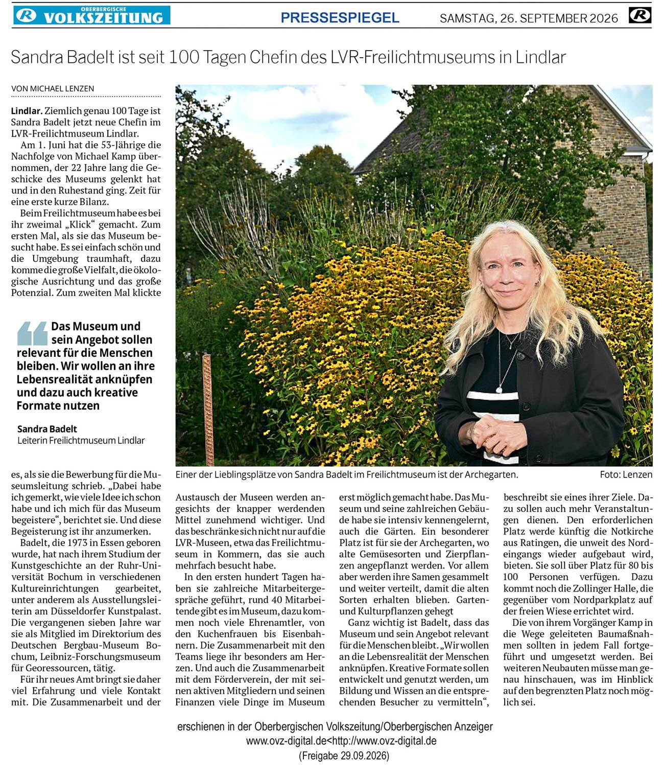 260926-OVZ-Sandra-Badelt-ist-seit-100-Tagen-Chefin-des-LVR-Freilichtmuseums-in-Lindlar-(BFL-Pressespiegel)-FG-29.09